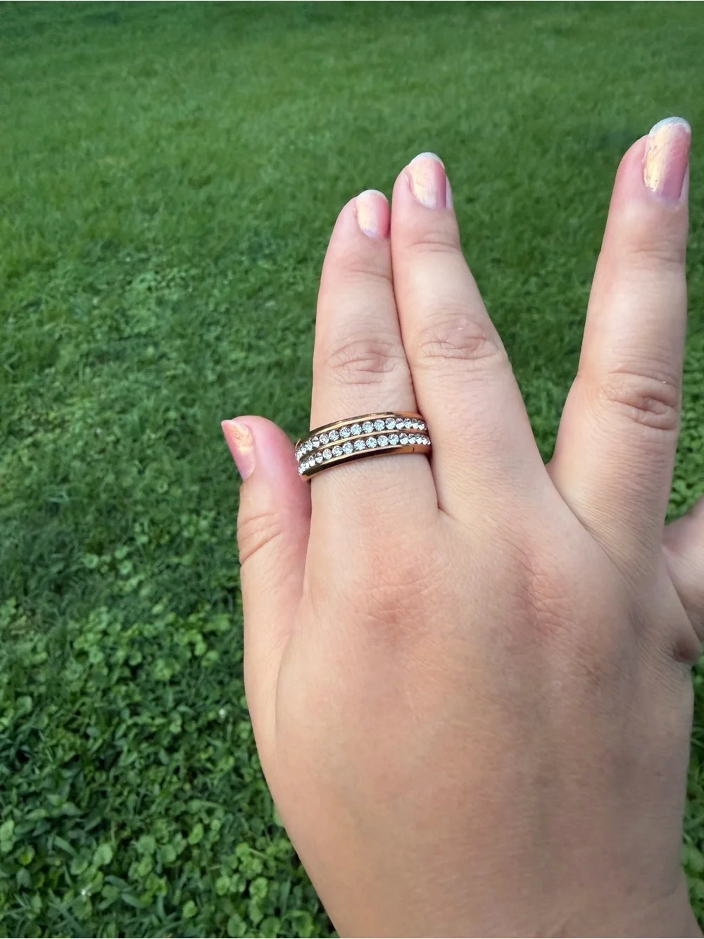 Gold Tone Stainless Steel Double Band Ring